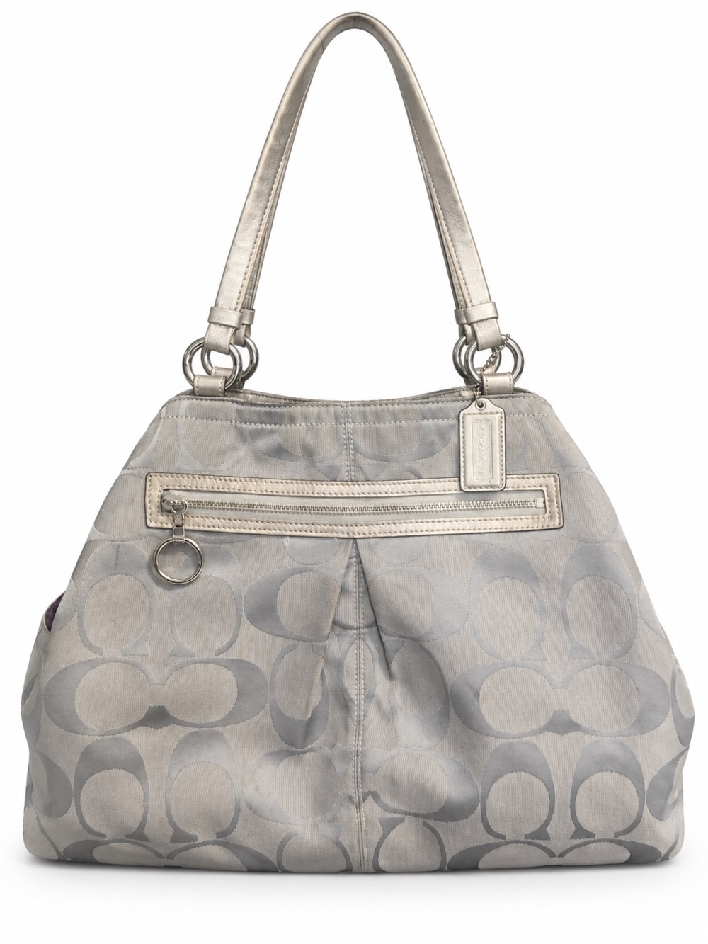 Coach Silver-Tone Signature Jacquard Shoulder Tote